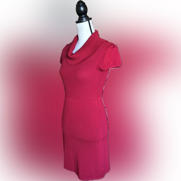 PINK ROSE 78% RAYON MINI TURTLENECK KNIT DRESS - Picture 3 of 7
